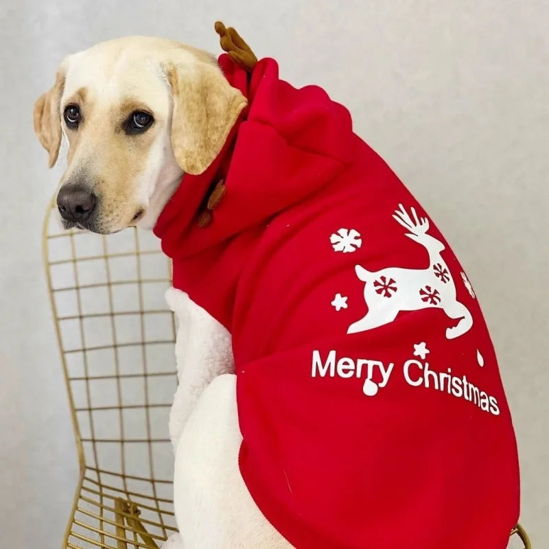 Pet Clothes for Small to Medium-Sized Dogs Casual and Warm Fleece-Lined Christmas Reindeer Cat Hoodie Teddy Dog Hoodie