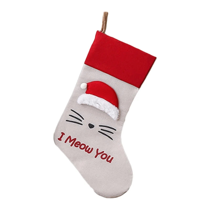 1 Pc Pet Dog Cat Paw Christmas Stockings Big 18" Xmas Holiday Hanging Socks Treat Bag for Fireplace Tree Home Decoration