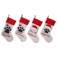 1 Pc Pet Dog Cat Paw Christmas Stockings Big 18" Xmas Holiday Hanging Socks Treat Bag for Fireplace Tree Home Decoration
