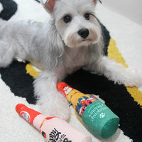 Christmas Dog Toys Squeaking Interactive Colorful Wine Bottle Santa Claus Christmas Tree Pet Chewing Toy Funny Gift Plush Toy