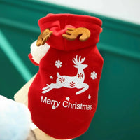 Pet Clothes for Small to Medium-Sized Dogs Casual and Warm Fleece-Lined Christmas Reindeer Cat Hoodie Teddy Dog Hoodie