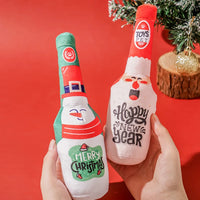Christmas Dog Toys Squeaking Interactive Colorful Wine Bottle Santa Claus Christmas Tree Pet Chewing Toy Funny Gift Plush Toy