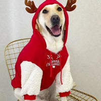 Pet Clothes for Small to Medium-Sized Dogs Casual and Warm Fleece-Lined Christmas Reindeer Cat Hoodie Teddy Dog Hoodie