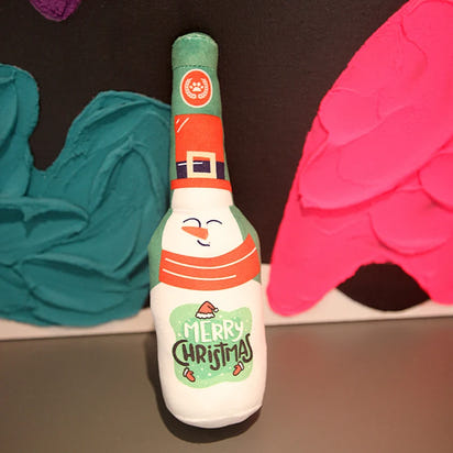Christmas Dog Toys Squeaking Interactive Colorful Wine Bottle Santa Claus Christmas Tree Pet Chewing Toy Funny Gift Plush Toy