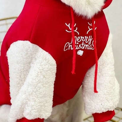 Pet Clothes for Small to Medium-Sized Dogs Casual and Warm Fleece-Lined Christmas Reindeer Cat Hoodie Teddy Dog Hoodie